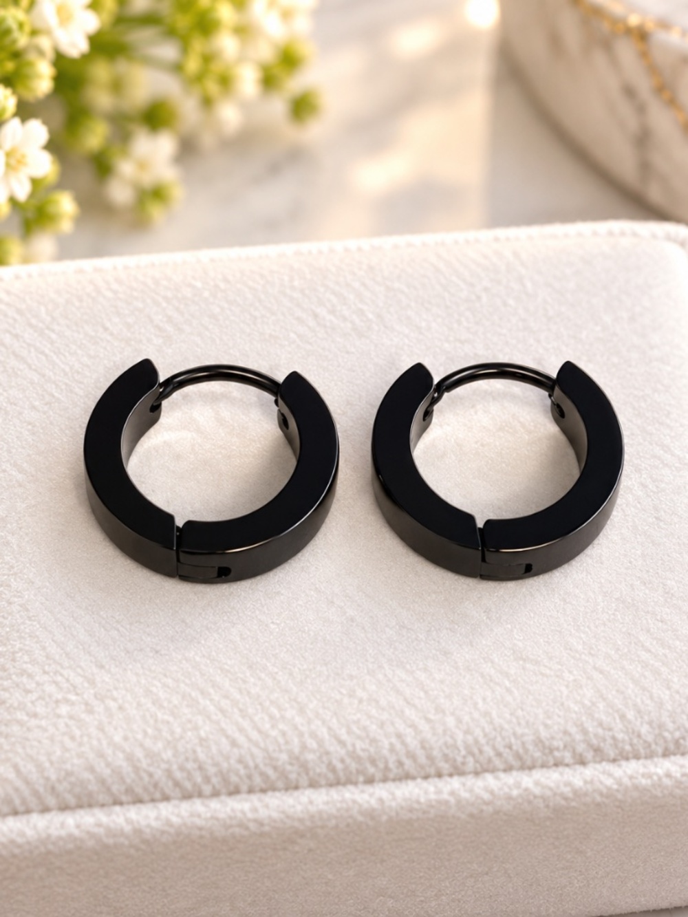 Black hoop earrings